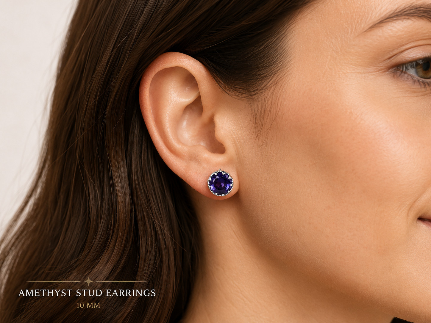 Handmade Amethyst Stud Earrings 925 Sterling Silver Gemstone Jewelry