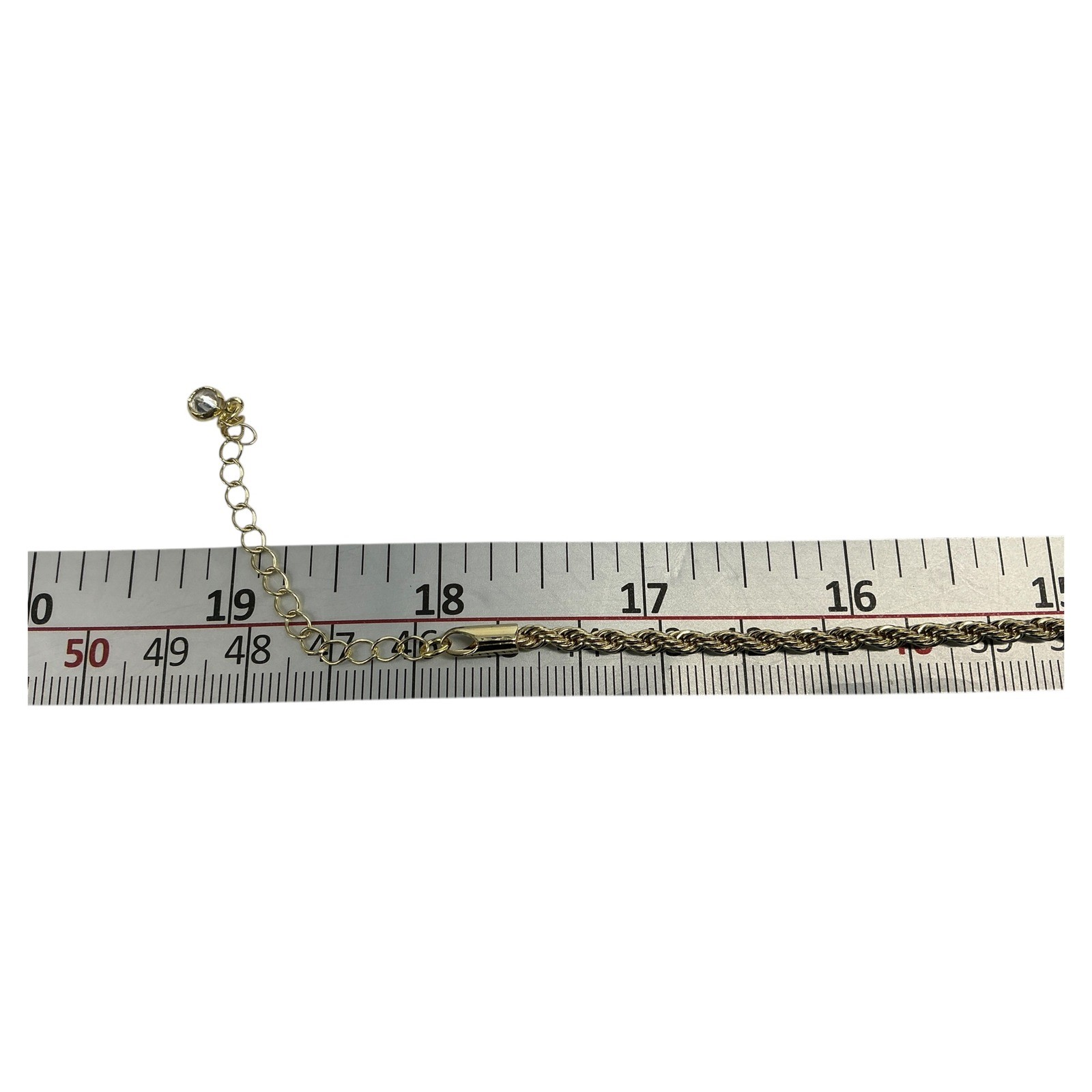 Gold Tone 2.5mm Rope Chain Necklace 18 Inch Extender Clasp