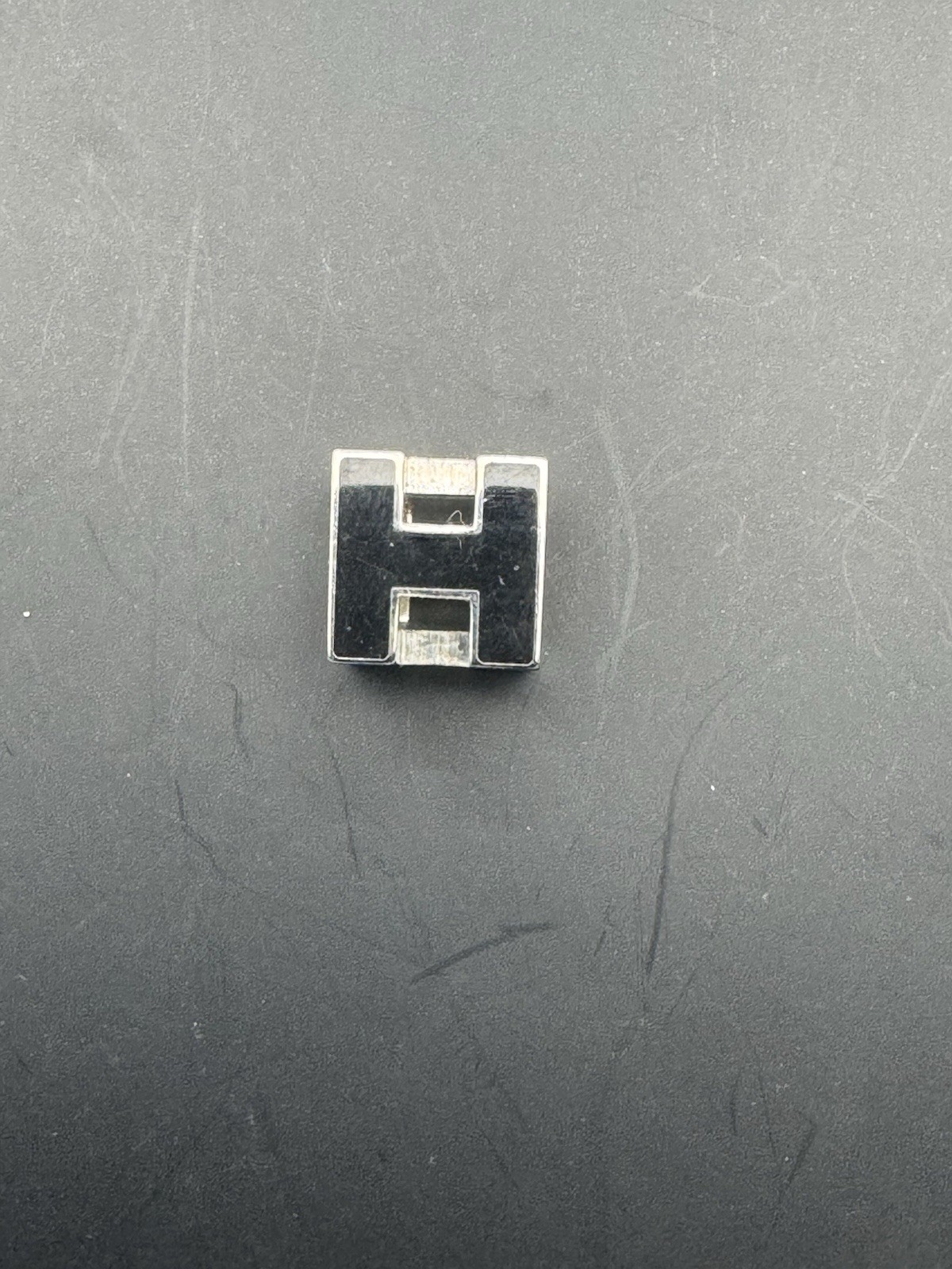 Authentic Hermes H Cube Pendant Bicolour Black And Silver Pendant Only