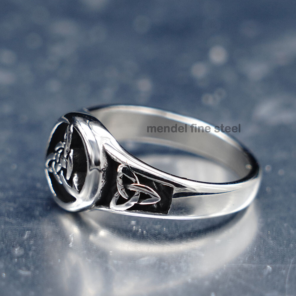 MENDEL Stainless Steel Womens Celtic Triquetra Trinity Knot Ring Band Size 6-13