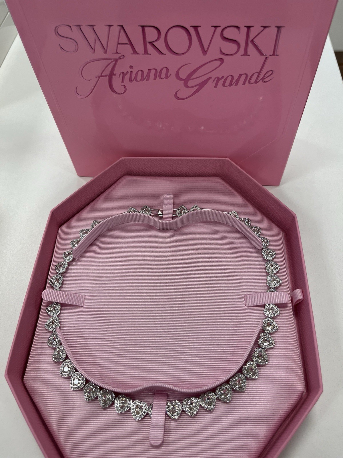 Swarovski Ariana Grande Tennis Necklace Mixed cuts, Heart Rhodium plated 5720857