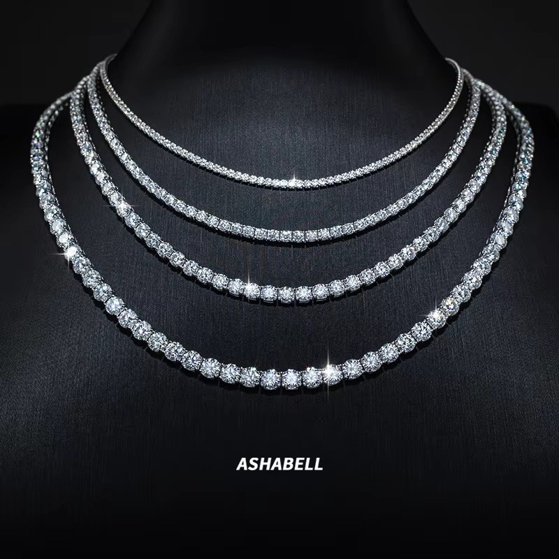 2-6.5mm D VVS1 MOISSANITE Tennis Chain Bracelet 925 Sterling Silver – Men Women