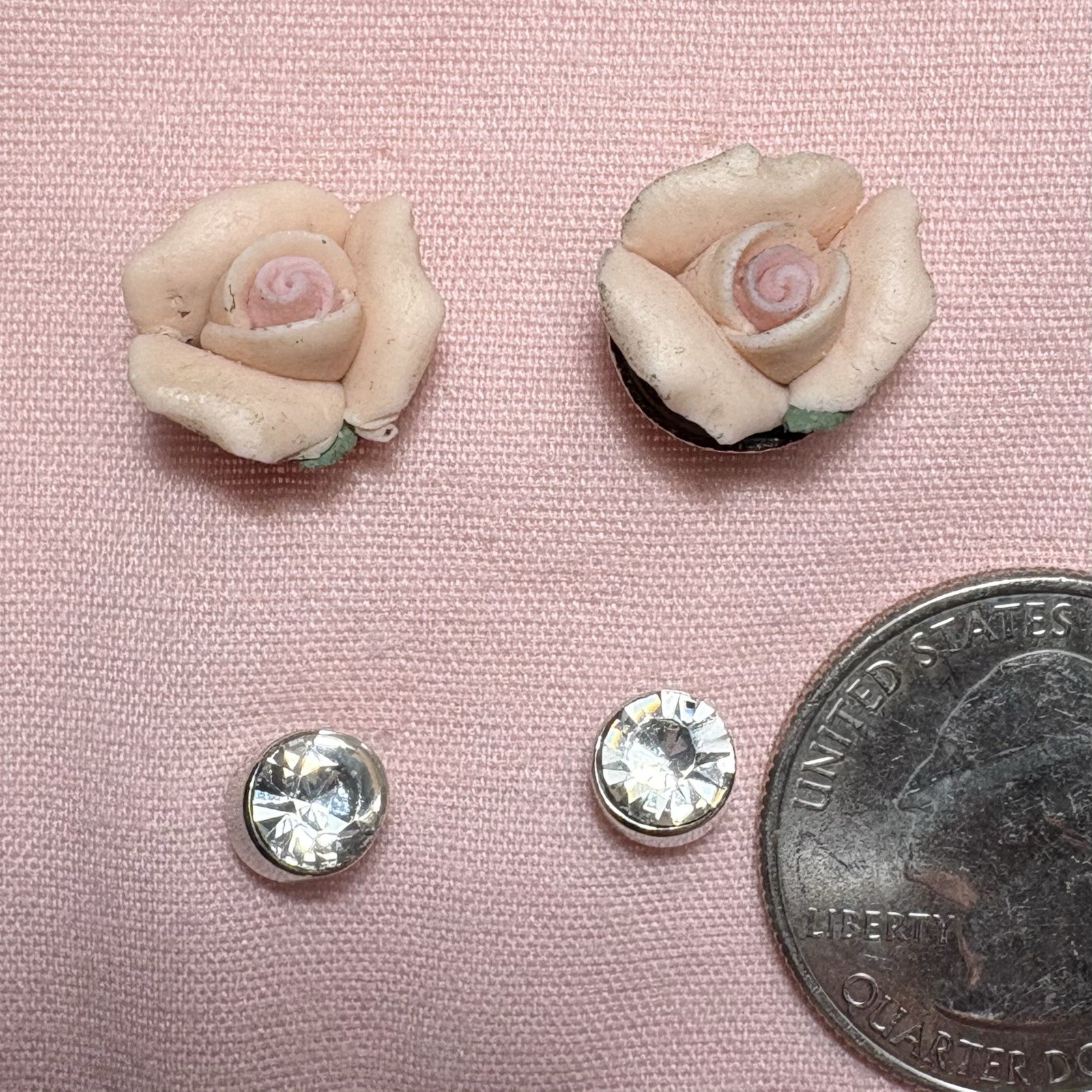 Lot 8 Pair Pierced Earrings Cross Rhinestones AB Cloisonné Post Stud Wearable