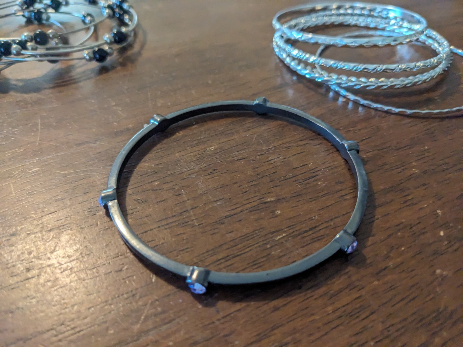 Lot of 24 Women’s Silver Tone, black metal & plastic Bracelets Variety