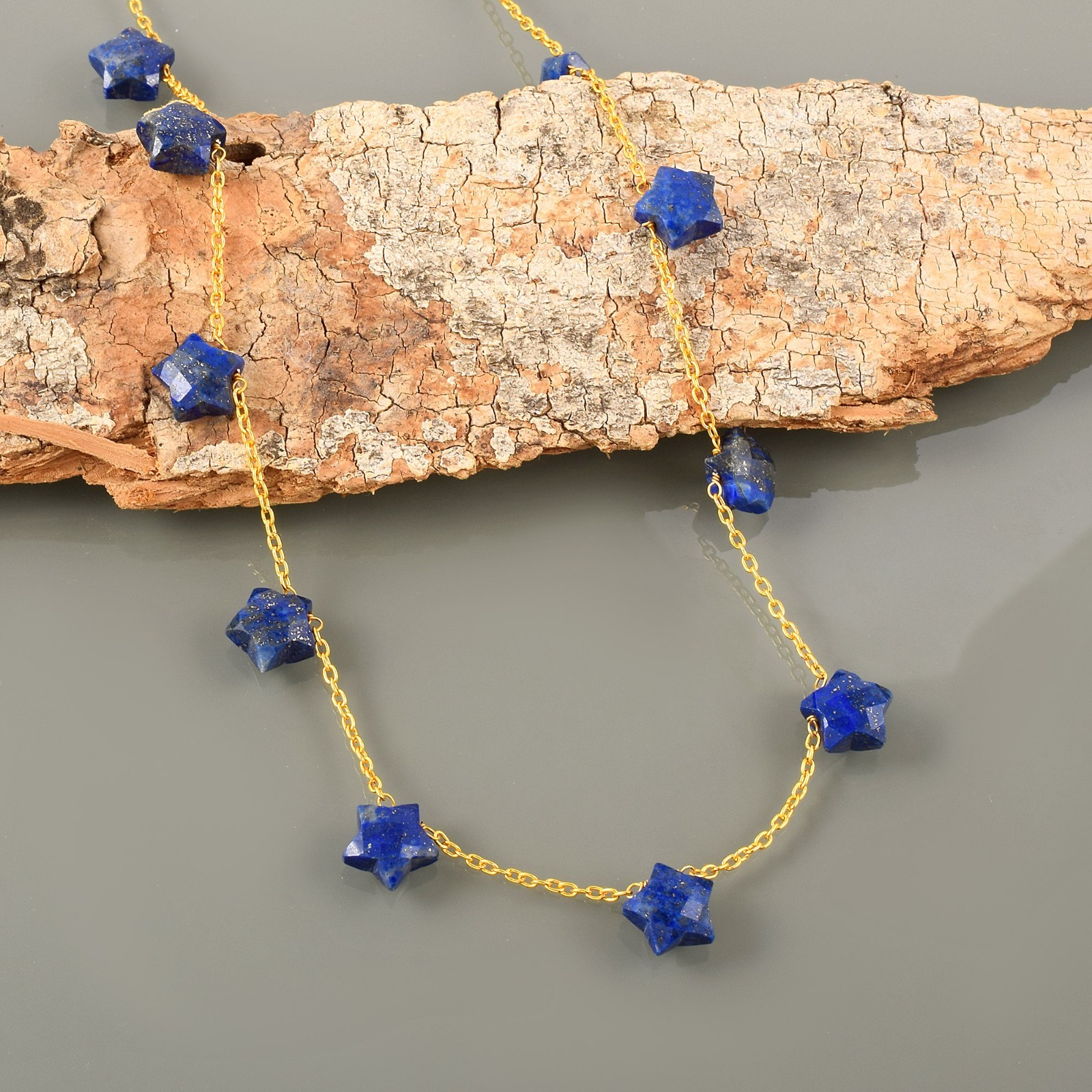 Celestial Star Gemstone Necklace Gold Plated 925 Sterling Silver Clasp