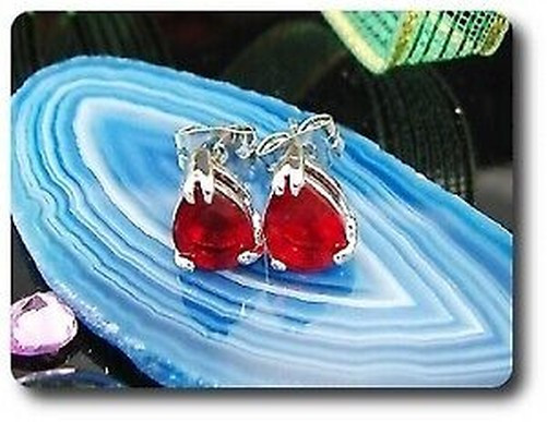 Earrings Ruby 0 3/32×0 5/16in Gold Plated White 18 K