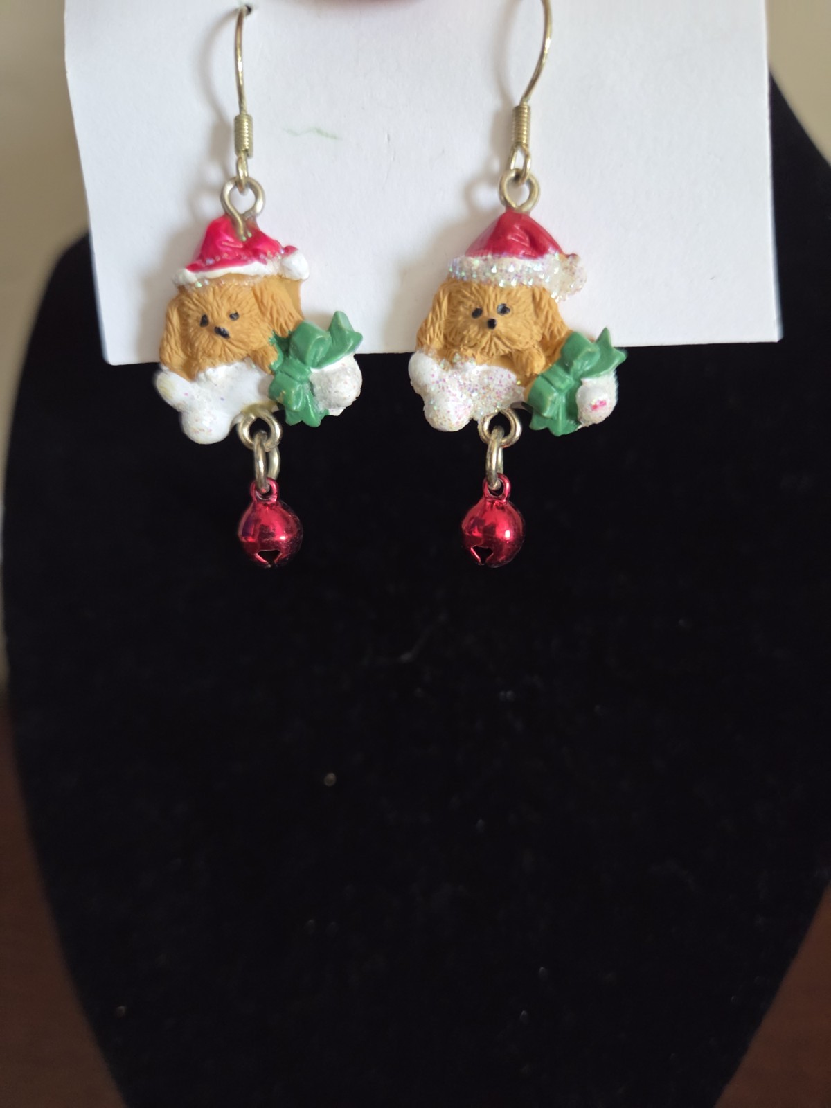 Christmas Earring Lot: Crystal Snowman Pearl Snowman Dog with Bone Bell Earrings