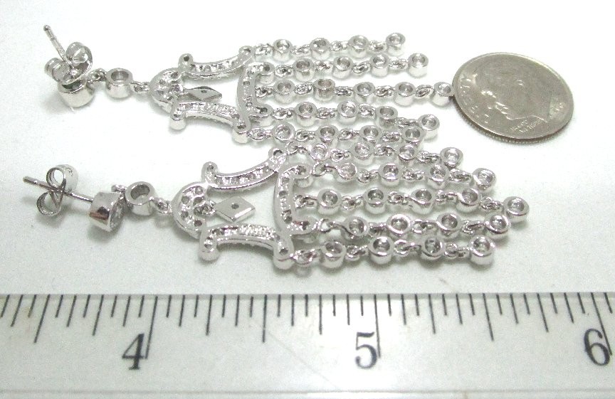 CHINA 925 Sterling Silver and Crystal Dangle Earrings 12.0 grams 2 1/4” long