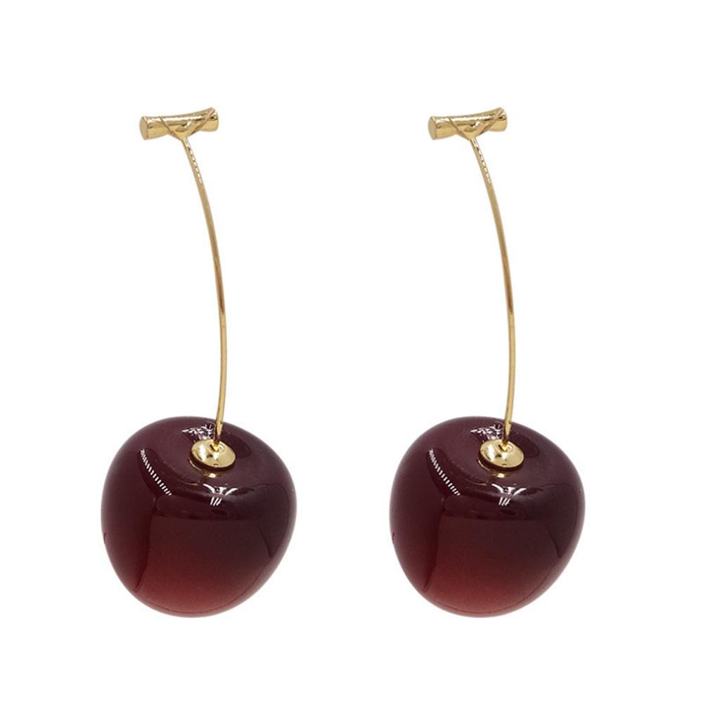 Cute Cherry Acrylic Earrings Kpop Resin Fruit Dangle Jewelry for Women – 1pr