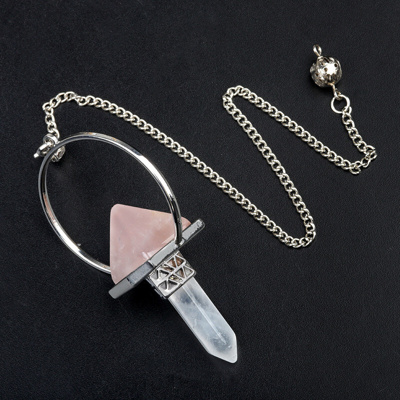 10pcs Wholesale Natural Mixed Stone Pyramid of Hexagonal Column Pendant Bead