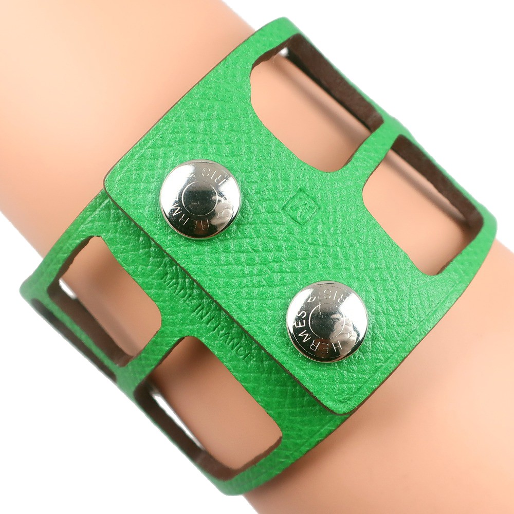 Hermes Bangle Petit Ash Ecaille Togo Green Ladies Jewelry