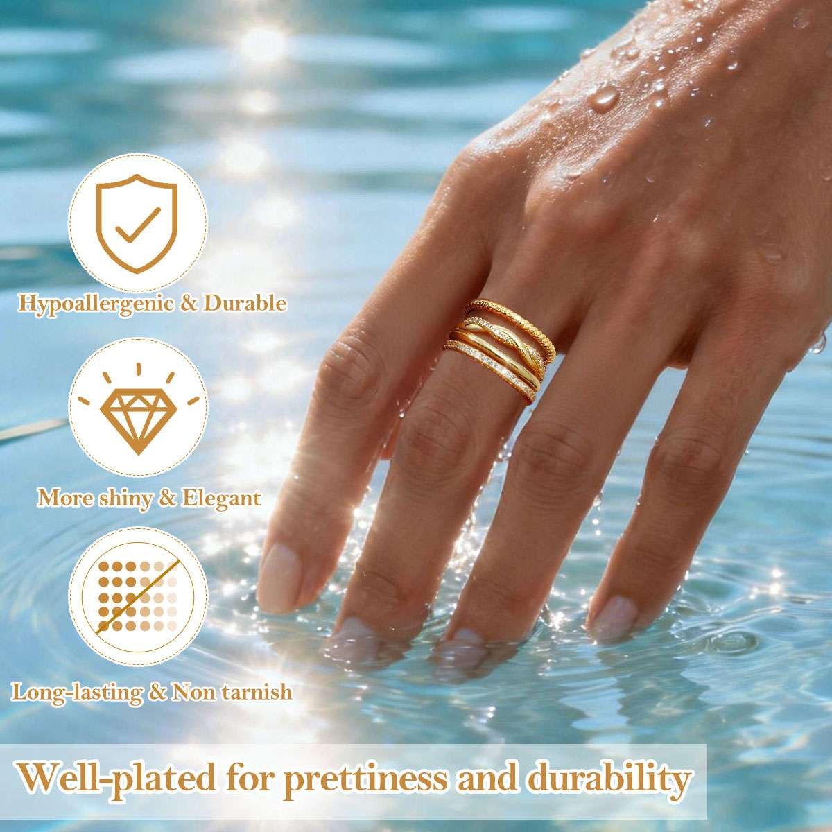 Fashion Stacking Ring Set, Handmade Band Ring Gold/ Silver Ring Size 6,7,8,9,10