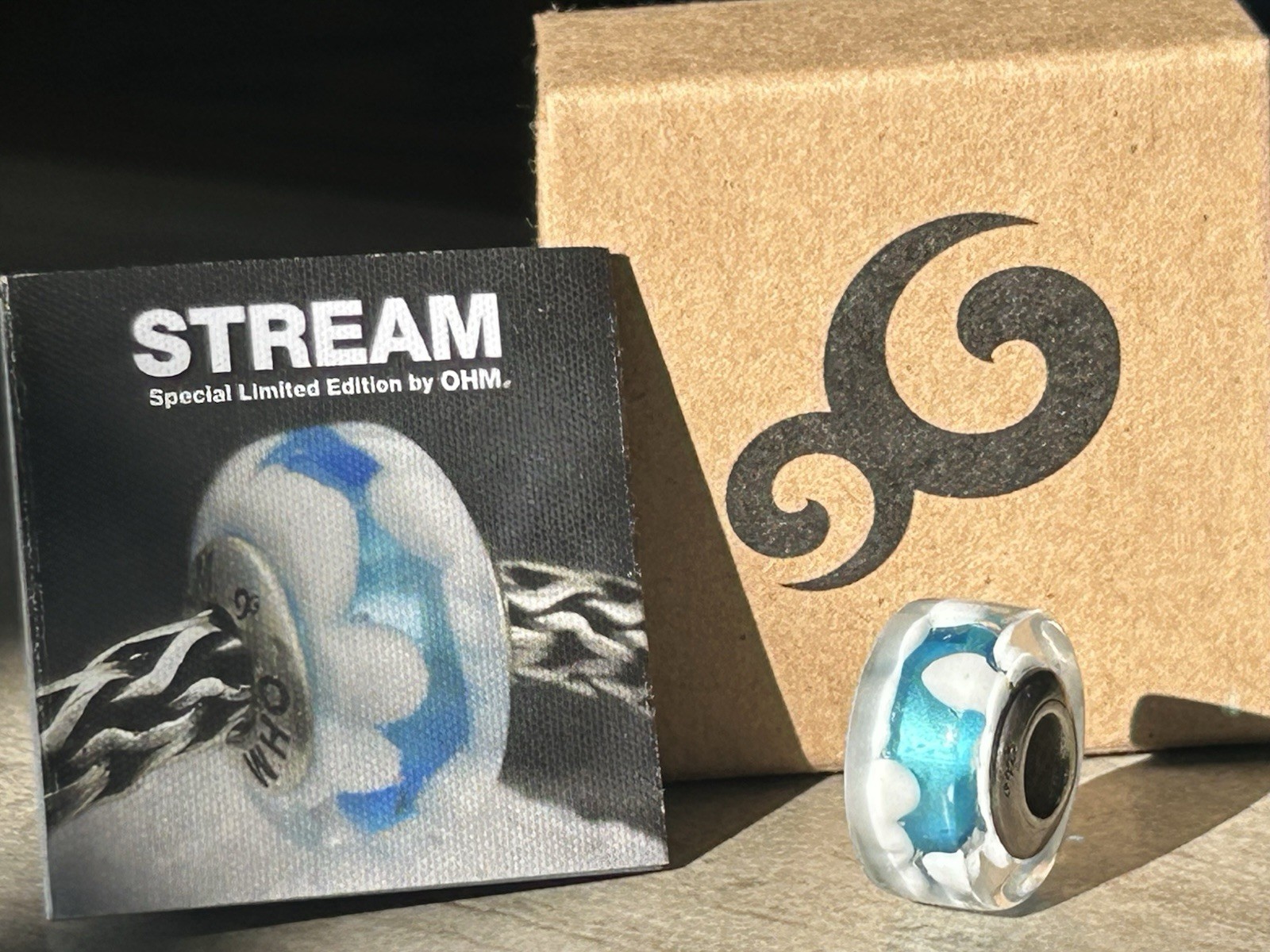 OHM Beads- Stream BeadLimited Edition Blue/White Cloud Glass – set of 2 beads
