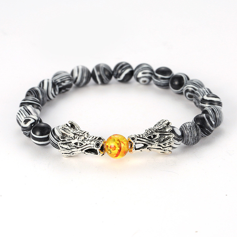 Dragon Head Bracelet Mens 8mm Natural Stone Bead Strand Yoga Bracelets Jewelry