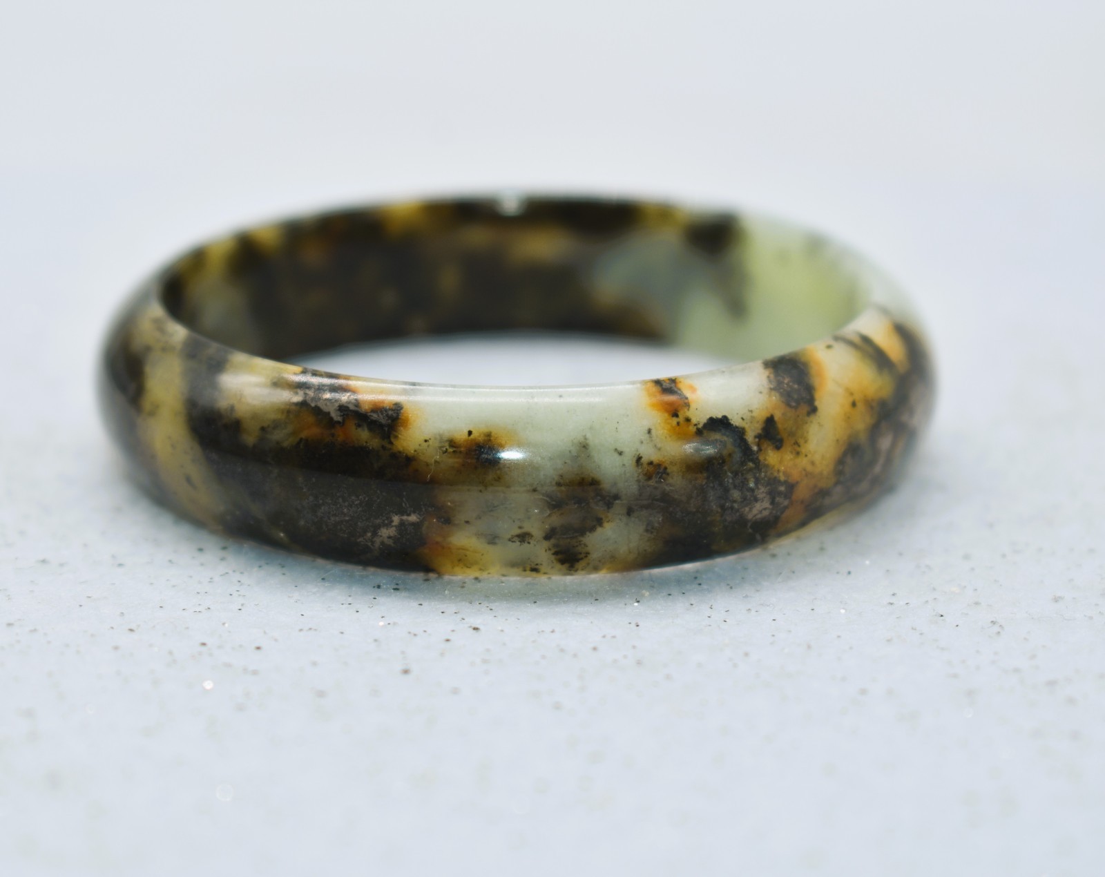 Green Jadeite 15 mm Solid Bangle Bracelet 7 inch