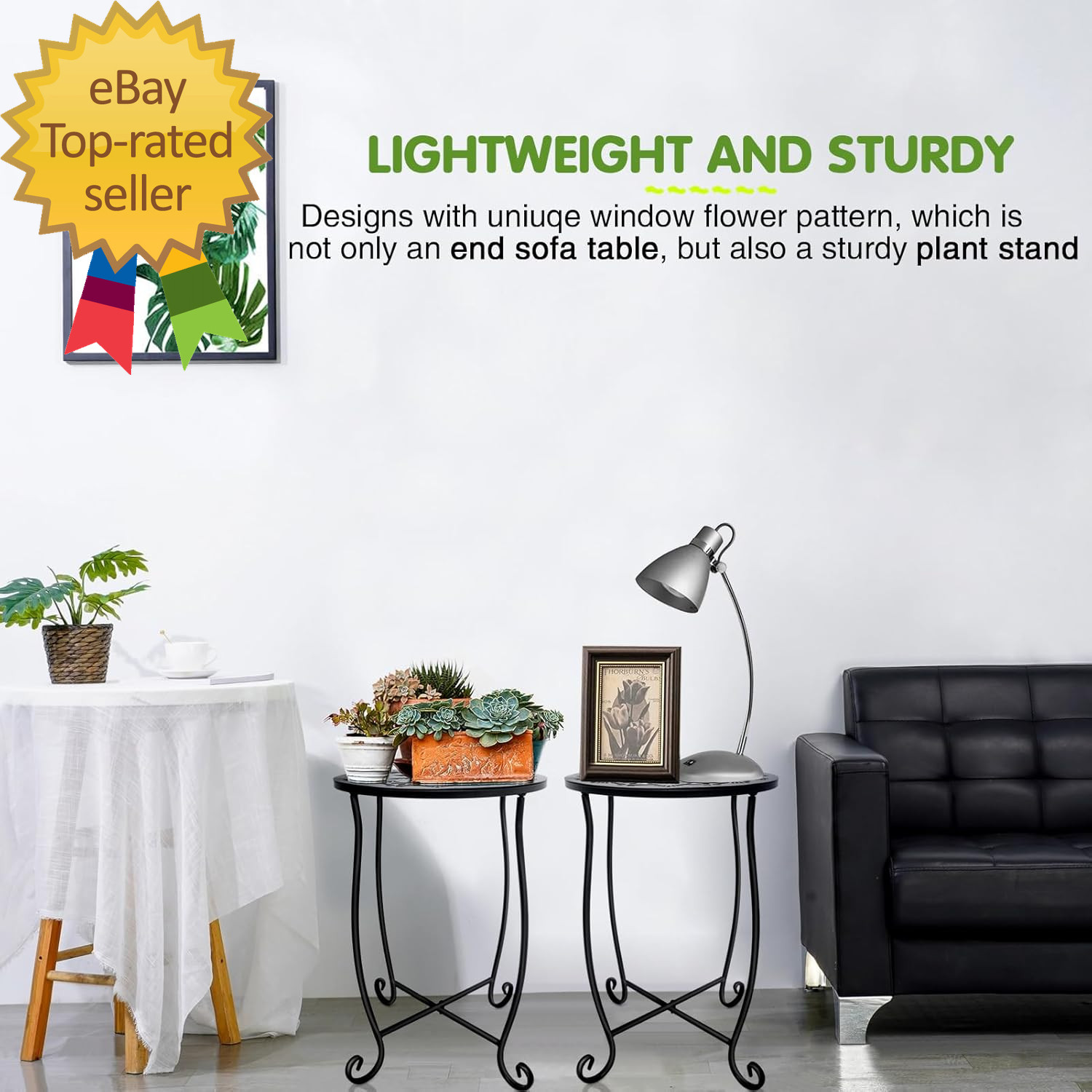 Outdoor Side Tables 2 Pack Patio Side Table Weather Resistant Metal Small round