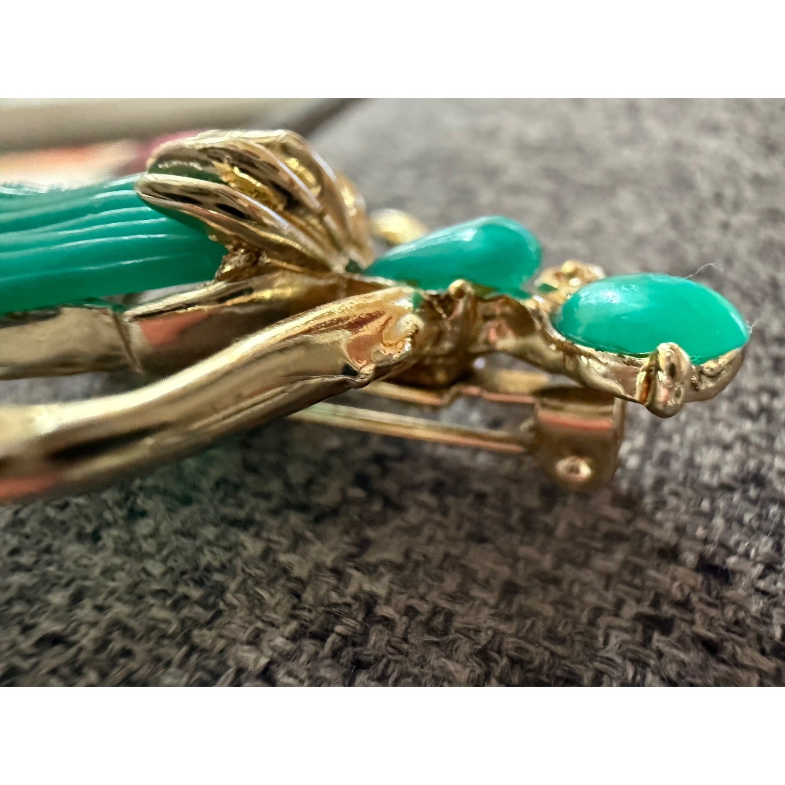 Vintage Trifari ?unsigned Ballerina Brooch teal Green Dancer Costume Jewelry