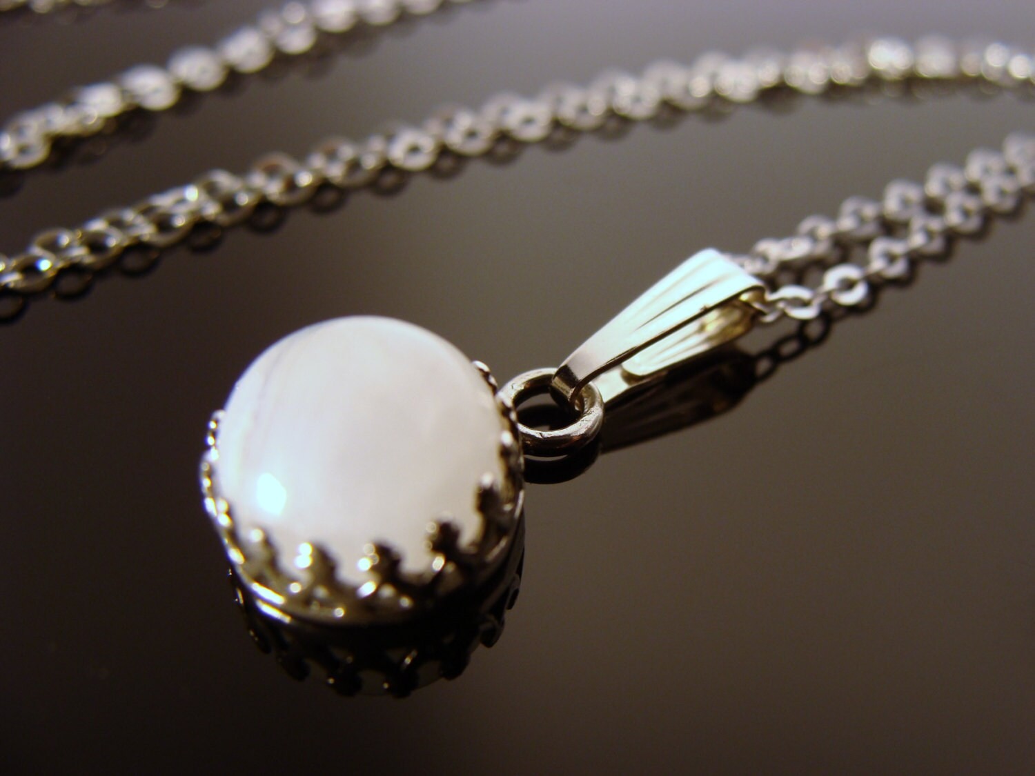 Rainbow Moonstone Pendant · Bezel Set Gemstone · 925 Sterling Silver · Dainty
