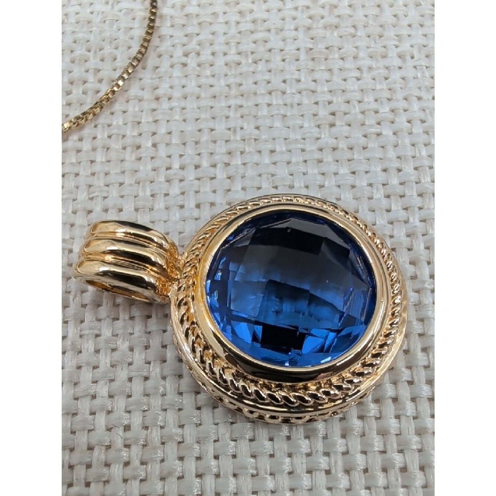 Technibond 18k Gold Bonded 925 Silver Simulated Tanzanite Pendant 18″
