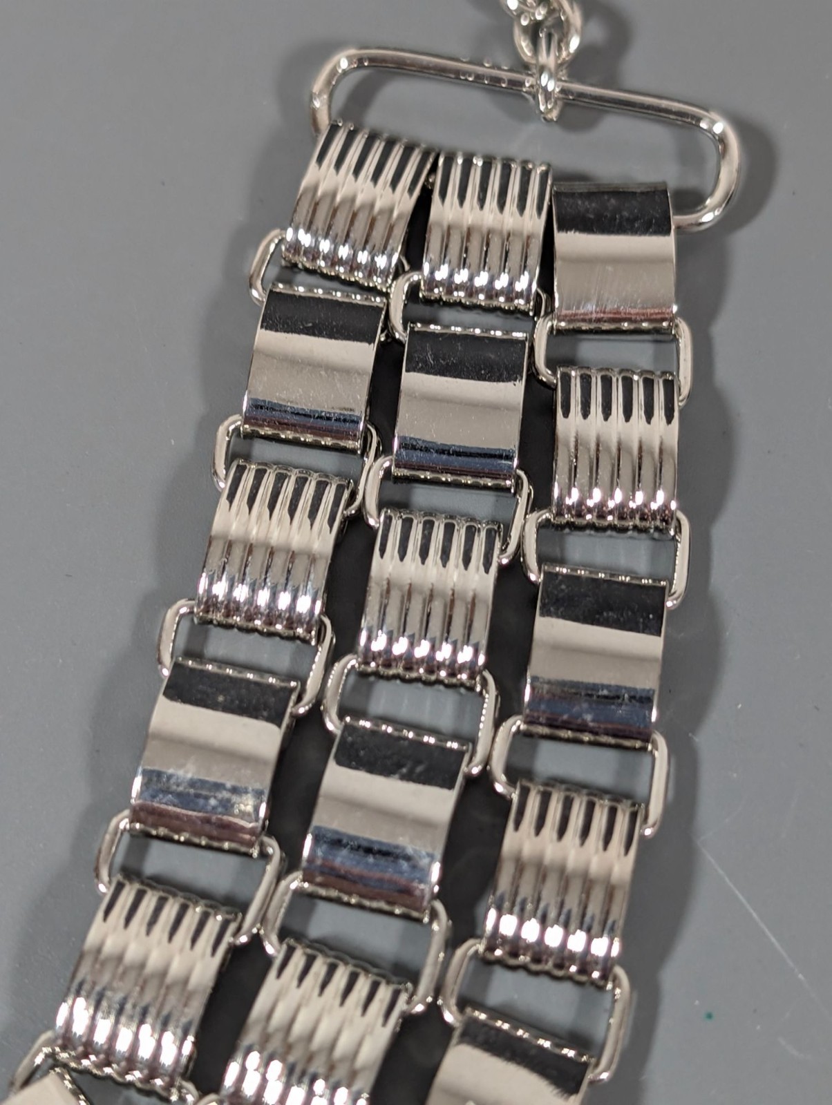 Worthington Silver Tone Triple Book Chain Layer Statement Necklace 17 in