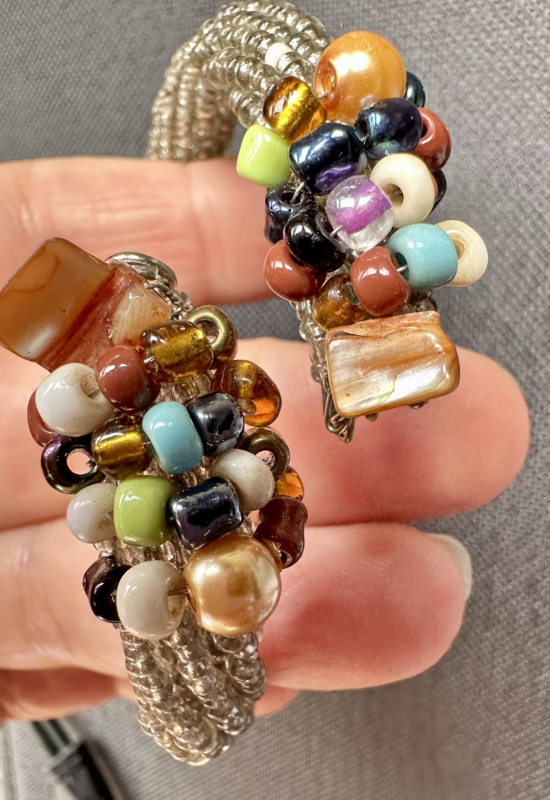 2x Tiger’s Eye Citrine Cuff Bracelet & handmade glass Bracelet Set Of 2