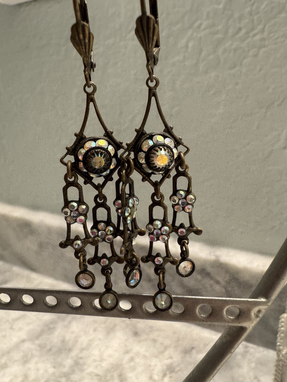 Vintage Popesco LaVie Parisienne ArtDeco Dangle Crystal Earrings France 1980’s