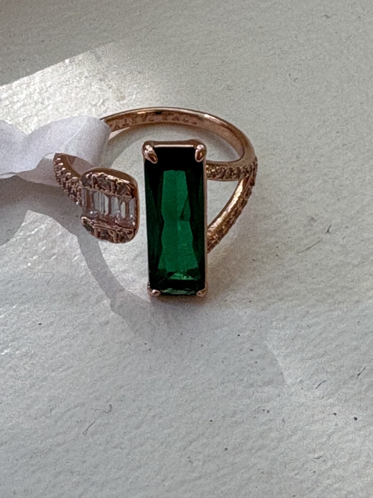 Bomb Party May Birthday The Elara Ring Emerald On Rose Gold Plating Size 9