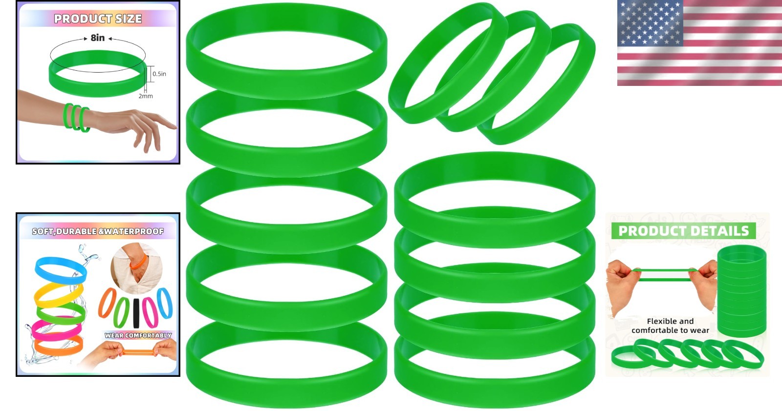 12 Pcs Custom Silicone Rubber Wristbands – Vibrant Styles for All Occasions