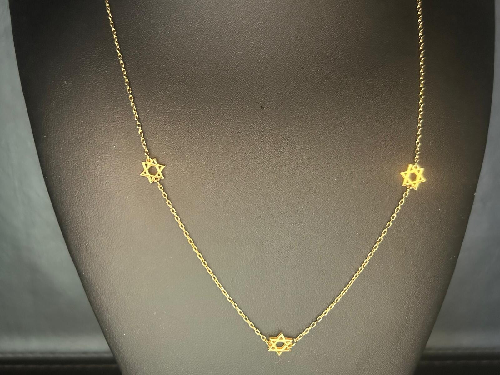 18K Gold 925 Sterling Silver 5 Stars David Necklace Magen David Kabbalah Jewish