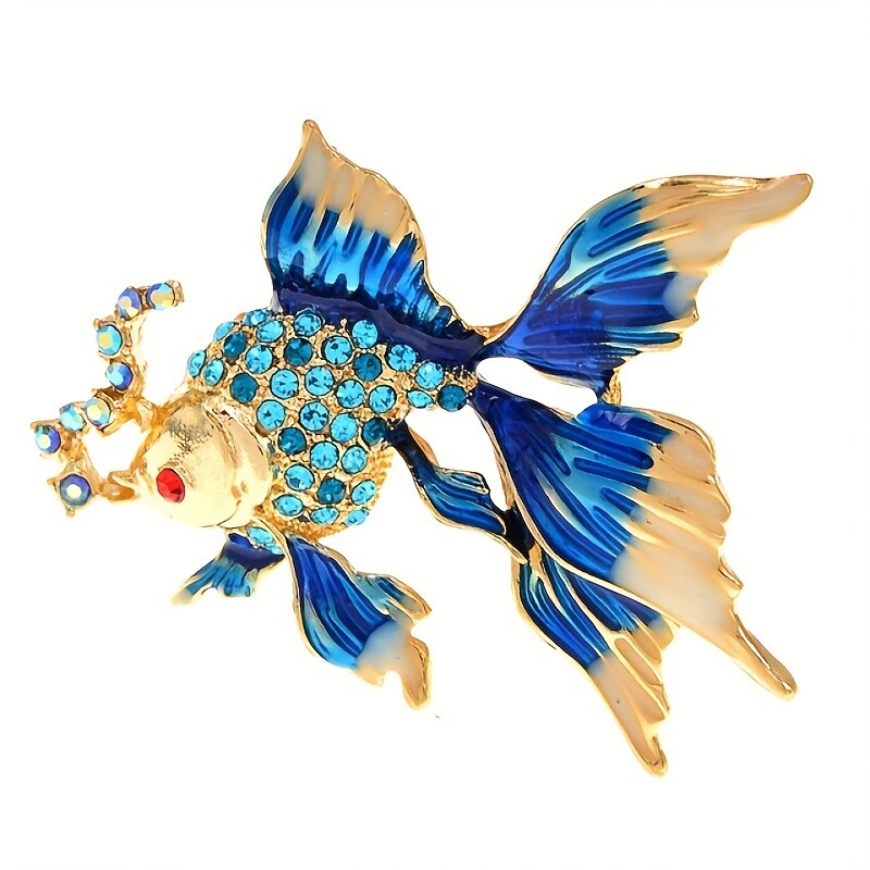 1pc Sparkling Goldfish Rhinestone Brooch