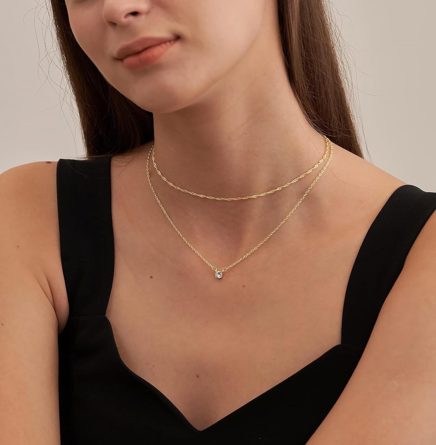 Versatile 14k Gold Plated Dainty Necklaces with Stunning CZ for All Occasions