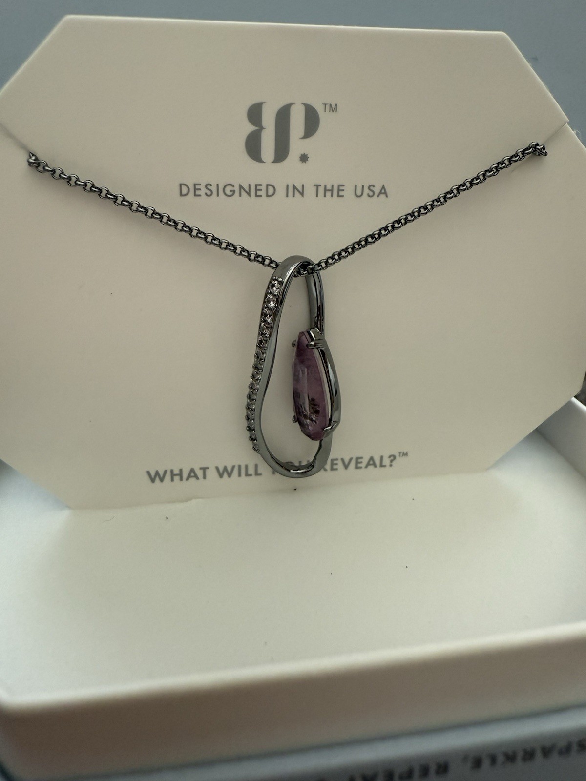 Bomb Party Necklace Dripping In No Regrets LC Purple Kunzite Hematite Plating