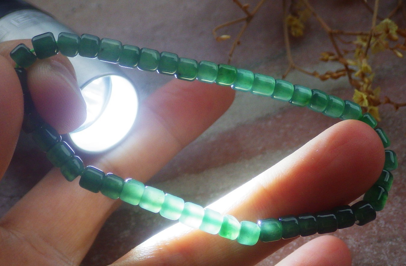 1 Pcs Icy Green 100% A JADE Jadeite Bead Beads Bangle Bracelet 6 inches 734712