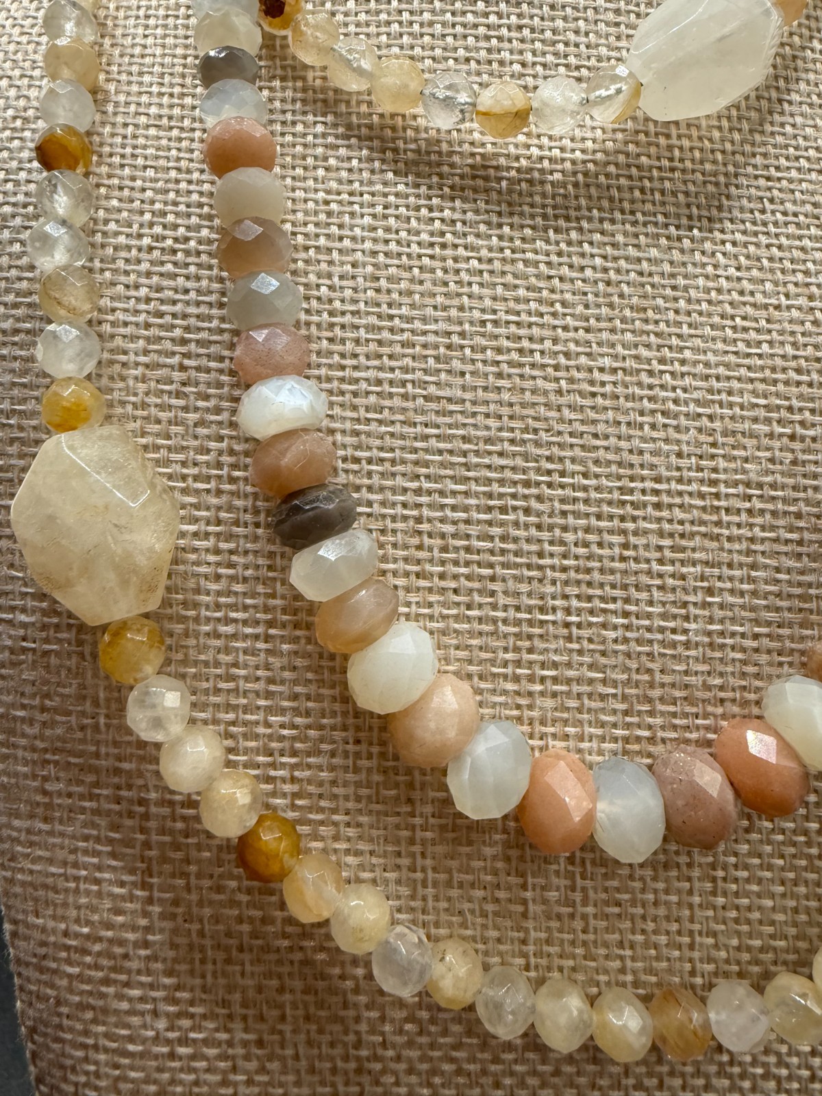 Set of 2 Flower Agate Layering Necklaces Sterling Silver Natural Gemstones